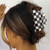 Chanaco Checkered Hair Clip Large Racing Fan Flag Claw Clips for Thick Hair Black and White Tortoise Barrettes for Women Outfit Y2K Aesthetics Coquet