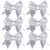 ICObuty Metallic Sequin and Holographic 8 Inch Cheer Bow for School (Silver Sequin, 6 Count)