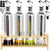 SINYWAY Oil Dispenser Bottle, 4 Pack Glass Olive Oil Dispenser Bottle with Shelf, 17oz/500 ml Oil and Vinegar Dispenser Set Wrapped in Stainless Stee