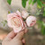Fangsen Wedding Pink Rose Flower Hair Comb Spring Wedding Bridal Hair Accessory for Women and Girls Silver