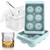 WIBIMEN Large Ice Cube Molds, Big Round Whiskey Ice Cube Trays for Freezer, Easy to Fill & Release, Whiskey Bourbon Cocktail(1.9In*6 Balls- Blue/2 Pa