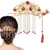 Chinese Hair Accessories for Wedding, Red Tassel Gold Hanfu Pins Pearl Flower Hair Pins, Hair Chopsticks Hair Styling Vintage Classical Sticks Long T