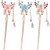 OIIKI Butterfly Flowers Hair Sticks Pins for Buns 3pcs, Chinese Flower Hair Chopsticks for Women Girls Long Thick Hair, Vintage Rhinestone Hairpins w