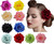 Amuhou Womens Rose Flower Hair Clip Flower Brooch for Bridal Headpiece,Flamenco Dancer 10-Pack (Mixed 10 Colors)