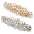 Luxxii - Clear Fancy Rhinestone Crystal Hair Barrette Clip Hair Pin (Pack 2, Silver & Gold Tone_C)