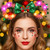 CASDRE Christmas Light up Mouse Ear Headband Xmas Bow Hair Hoop Bell Sparkle Headbands Party Hair Accessories for Women and Girls (B Green Red)
