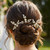 Heread Leaf Bride Wedding Hair Pins Crystal Bridal Head Dress Pearl Hair Accessories for Women and Girls (Pack of 3) (C Gold)