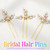 Heread Leaf Bride Wedding Hair Pins Crystal Bridal Head Dress Pearl Hair Accessories for Women and Girls (Pack of 3) (C Gold)