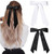 2PCS Silky Satin Hair Bows Hair Clip Black White Hair Ribbon Ponytail Holder Accessories Slides Metal Clips Hair Bow for Women Girls Toddlers Teens K