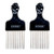 LUXXII (2 Pack) 6.75" Black Fist Metal Afro Pick Lift Hair Comb Detangle Wig Braid Hair Man Styling Comb