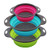 Qimh Collapsible Colander Set of 3 Round Silicone Kitchen Strainer Set - 2 pcs 4 Quart and 1 pcs 2 Quart- Perfect for Draining Pasta, Vegetable and f