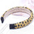 Handmade Leopard Print Headbands Rhinestone Fashionable Sponge Hairbands Crystal Beaded Wide Headpiece for Women Girls Hair Accessories (Gold)