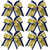 Cheerleader Bows 8 Inch 3 Layers 6 Pcs Ponytail Holder Jumbo Cheerleading Bows Hair Elastic Hair Tie for High School College (Navy/White/Yellow)