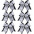 Cheerleader Bows 8 Inch 3 Layers 6 Pcs Ponytail Holder Jumbo Cheerleading Bows Hair Elastic Hair Tie for High School College (Black/White/Silver)
