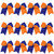 8 Inch 2 Colors Jumbo Cheerleader Bows Ponytail Holder Cheerleading Bows Hair 12 Pcs (Royal blue/Orange)