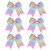 8 Inch Jumbo Cheerleader Bows with Bling Fling Rhinestones Ponytail Holder Cheerleading Bows Hair Tie College (Light Rainbow)