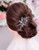 Aimimier Bridal Sapphire Crystal Hair Comb Pearl Blue Crystal Leaf Marquise Hair Piece Prom Party Festival Wedding Hair Accessories for Women and Gir