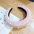 Women Beauty Velvet Padded Head Bands Fashion Imitation Pearl Embellished Hairbands Vintage Hair Bands Boho Wide Headpiece (Pink)