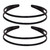 Set of 2 Women Bright Black Wide-Edged Headband Hair Hoop Plastic Hollow Stripe Hard Headwear Hairband (Black- Double rows)