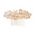 EVER FAITH Wedding Leaf Decorative Ivory Color Simulated Pearl Hair Side Comb Clear Austrian Crystal