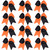 DEEKA 12PCS 8" Two Toned Large Cheer Hair Bows Ponytail Holder Handmade for Teen Girls Softball Cheerleader Sports-Orange/Black