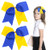 2PCS 8" Jumbo Cheer Bow Clip with Tails, Oaoleer Large Cheerleading Hair Bows for Girls Teen Softball Cheerleader Outfit Uniform (Yellow/Blue)