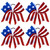 Whaline 4th of July Glitter Cheer Hair Bows 8 Inch Patriotic Cheerleader Hair Bows with Elastic Ponytail Holder Stars and Stripes Hair Tie Band Indep