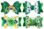 Whaline St. Patrick's Day Bow Clips Glitter Green Shamrock Clover Hair Pins Quicksand Bow Hair Barrettes Alligator Clip Hair Accessories for Girls Wo