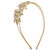 LUX ACCESSORIES Gold Tone Crystal Rhinestone Floral Flower 2 Row Coil Headband