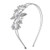 LUX ACCESSORIES Silver Tone Crystal Rhinestone White Flower Floral Coil Headband