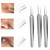 WSYUB Blackhead Tweezers, Blackhead Extractor, Pimple Popper Tool Kit, 3 in 1 Professional Stainless Skin Zit Acne Blemish Whitehead Popping Removing