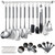 Berglander Kitchen Utensils Set 38 Pieces, Stainless Steel Cooking Utensils Set, Kitchen Gadgets Cookware, Kitchen Tool Set with Utensil Holder Rack