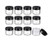 VASANA 12PCS 15ml/ 0.5oz Empty Refillable Black Plastic Screw Cap Lid with Clear Base Cosmetic Makeup Sample Storage Container Jars for Nail Powder B