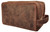 RUSTIC TOWN Full Grain Leather Travel Toiletry Bag - Cosmetic Makeup Kit Organizer (Brown)
