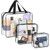 HAOGUAGUA 3 Pieces Large Clear Travel Bags for Toiletries, Waterproof Clear Plastic Cosmetic Makeup Bags, Transparent Packing Organizer Storage Bags