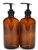 Vivaplex, 2, Large, 16 oz, Empty, Amber Glass Bottles with Black Lotion Pumps