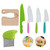 COZYMATE 6 Pieces Wooden Kids Knife for Cooking, Kid Safe Knives Cutting Veggies Fruits Include Wood Kids Knife Plastic Potato Slicers Serrated Edges