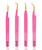 SIVOTE Fiber Tip eyelash tweezers for lash extensions with Diamond Grip, Pink, Set of 4 - Precise Tips Japanese Steel for Classic, Volume & Mega Volu