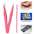 BlingKingdom Stainless Steel Eyelash Extension Tweezers Straight and Curved Tip Eyelash Tweezers for Eyelash Extension Applications with Eyelash Brus
