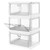 HYBRIDEAS 3-Pack Clear Stackable Storage Bins with Lids Magnetic Doors Open Front Foldable Folding Plastic Craft Containers Large Closet Organizers B