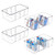 Vtopmart 4 Pack Food Storage Organizer Bins, Clear Plastic Bins for Pantry, Kitchen, Fridge, Cabinet Organization and Storage, 4 Compartment Holder P