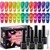 MIZHSE Neon Cat Eye Gel Polish Kit with 3D Metal Stick - 12-Color Glitter Magnetic Gel Polish Set Red Yellow Green Hot Pink Purple - Bright Nail Art