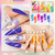 MIZHSE Neon Cat Eye Gel Polish Kit with 3D Metal Stick - 12-Color Glitter Magnetic Gel Polish Set Red Yellow Green Hot Pink Purple - Bright Nail Art