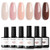 modelones Gel Nail Polish Kit -6 Colors Nude Pink Milky White Spring Gel Polish Set Skin Tones Neutral Brown Soak Off Gel Nail Kit Manicure DIY Nail
