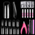MORGLES 500 Pcs Clear Acrylic Nail Tips Square Full Cover with Nail Clipper Files and Glues Cuticle Fork for Home DIY with Box