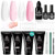 Beetles Poly Nail Extension Gel Kit, 4 Colors Pink White Poly Nail Gel Builder Nail Gel with Poly Brush & Slip Solution Nail Salon All In 1 Kit Gift