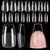 TOMICCA Medium Coffin Nail Tips, 240Pcs Half Matte Nail Tips, 15 Sizes Gel Nail Extension Tips Set, Full Cover Pre Shaped Acrylic Fake False Nails fo