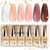 CANNI 9ml Hema-Free Jelly Gel Nail Polish Set- 6Pcs Jelly Nude Pink Neutral Transparent Milky White Colors Kit,Soak Off LED Manicure Kit DIY at Home