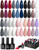 Beetles Gel Polish Kit, Nude Gray Pink Blue Burgundy Glitter Gel Polish Set Modern Muse Collection with 3Pcs Base Matte Glossy Top Coat Soak off Uv G