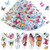 Butterfly Nail Art Stickers Transfer Foils Butterflies Nail Foil Laser Glitter Butterfly Nail Art Design Holographic Nail Film Decor for Women Girls